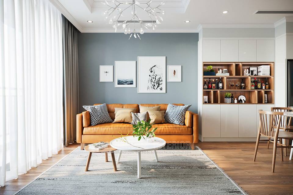Nội thất phòng khách chung cư thiết kế đẹp mắt và ấn tượng với đồ nội thất đơn giản nhưng tinh tế Thiết kế nội thất phòng khách