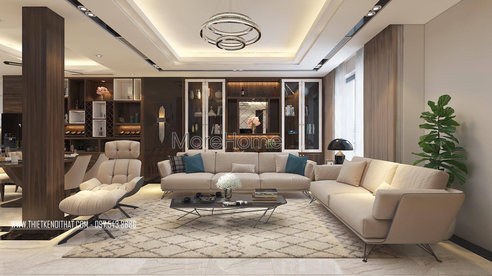 Thiết kế nội thất phòng khách gỗ tự nhiên cho nhà phốbiệt thự hiện đại, sang trọng Thiết kế nội thất phòng khách
