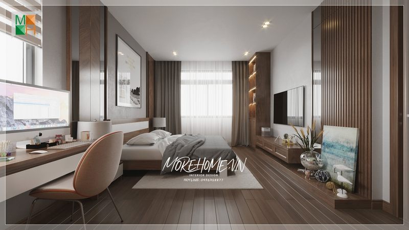 Kệ tivi mang đến 1 không gian phòng ngủ ấn tượng, sang trọng và gây được hứng thú với mọi người nhìn.